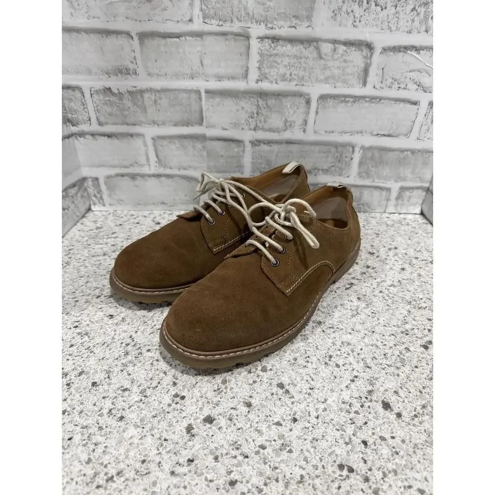 Zara Brown Suede Men's Oxford Shoes with Off White Laces